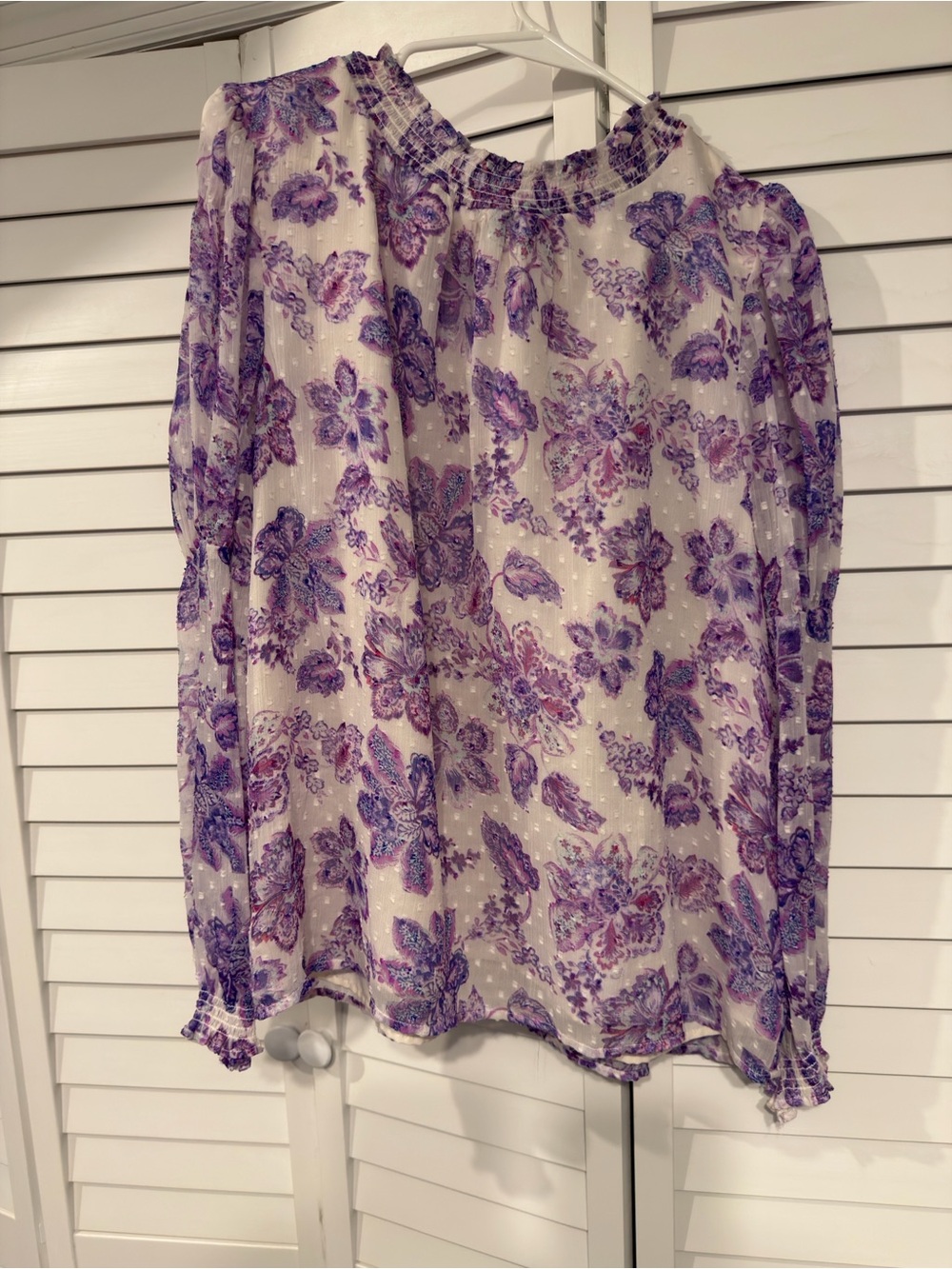 LOFT Lavender Floral Sheer Blouse